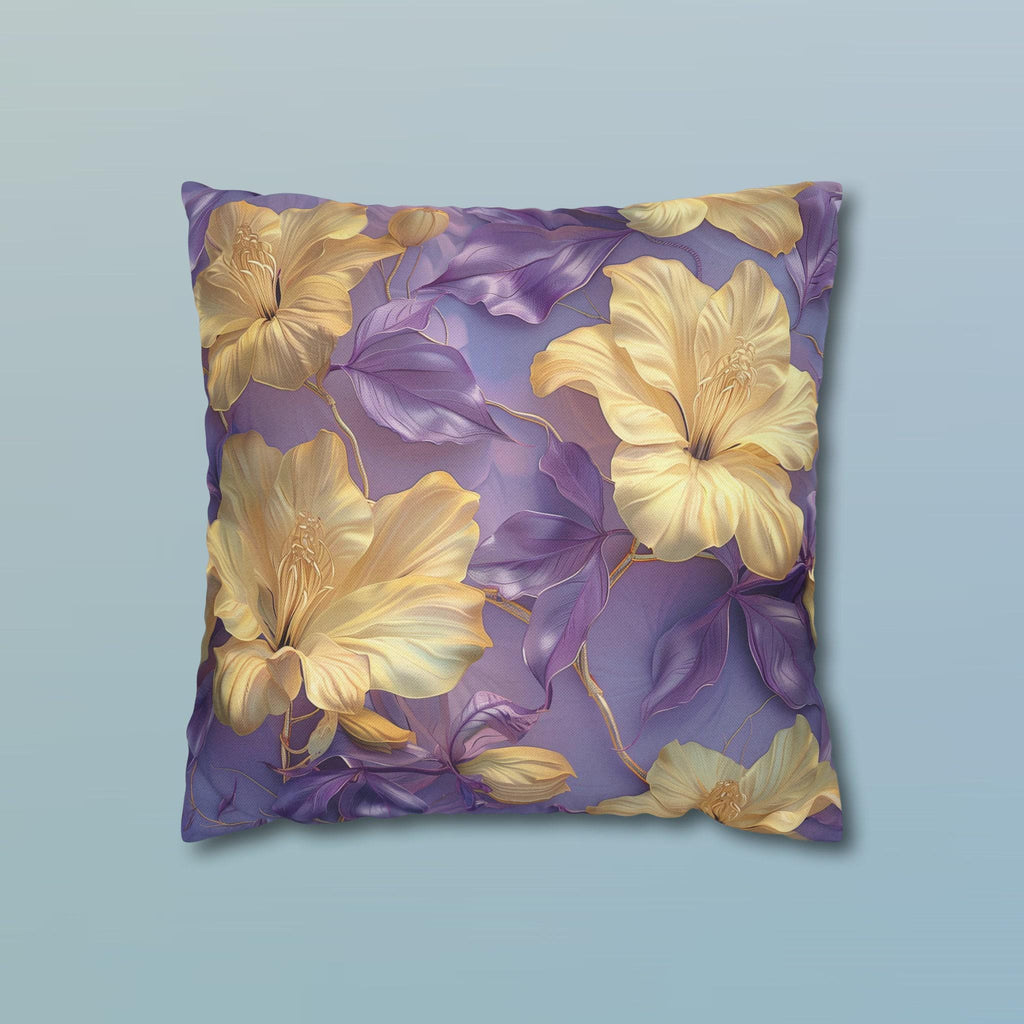 Tropical Hibiscus Floral Pillow Cover, Soft Purple Botanical Cushion