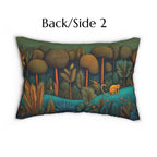 Monkey Jungle Safari Lumbar Pillow: Tropical Botanical Animal Decor