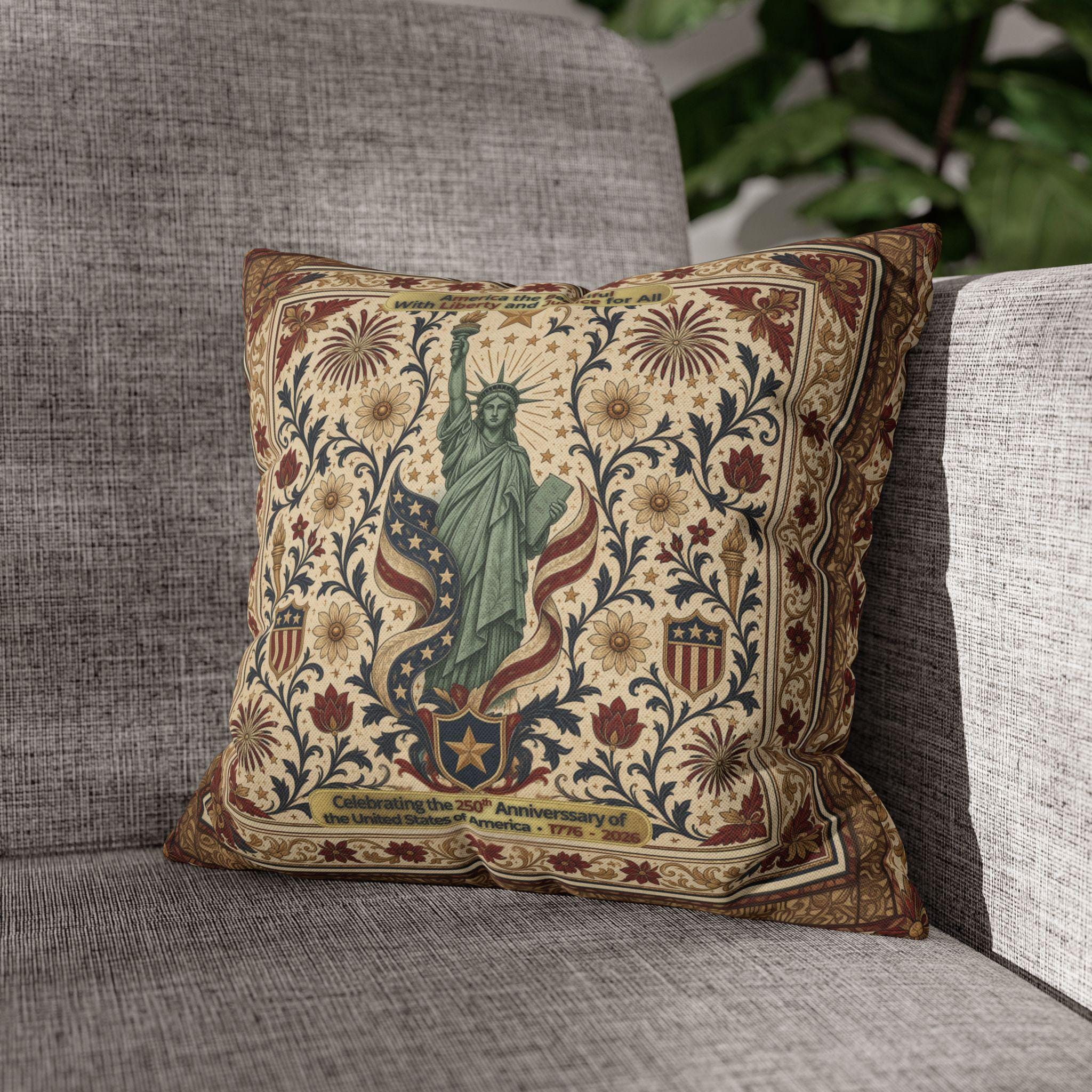 Patriotic Statue of Liberty Pillow Cover: Americana Heritage Design