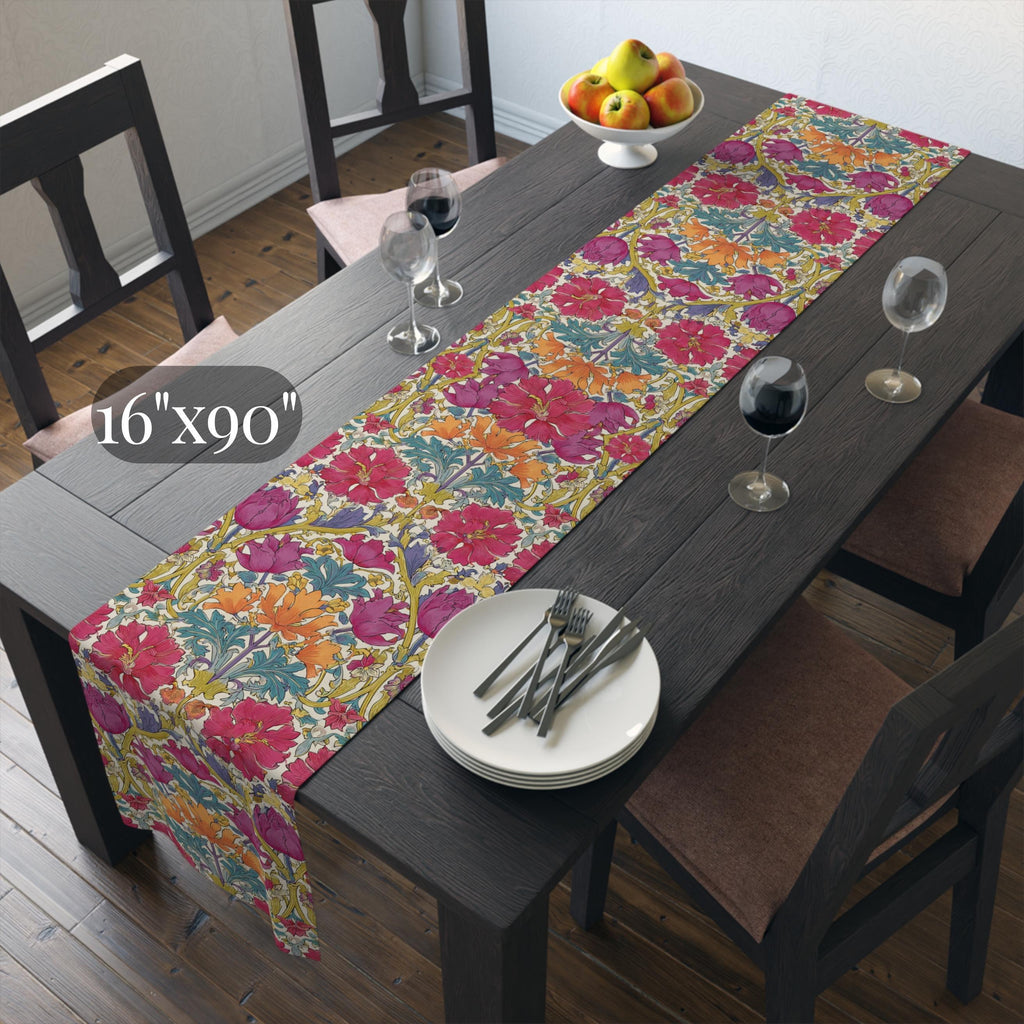 William Morris Style Hyacinth Table Runner: John Henry Dearle Inspired Floral