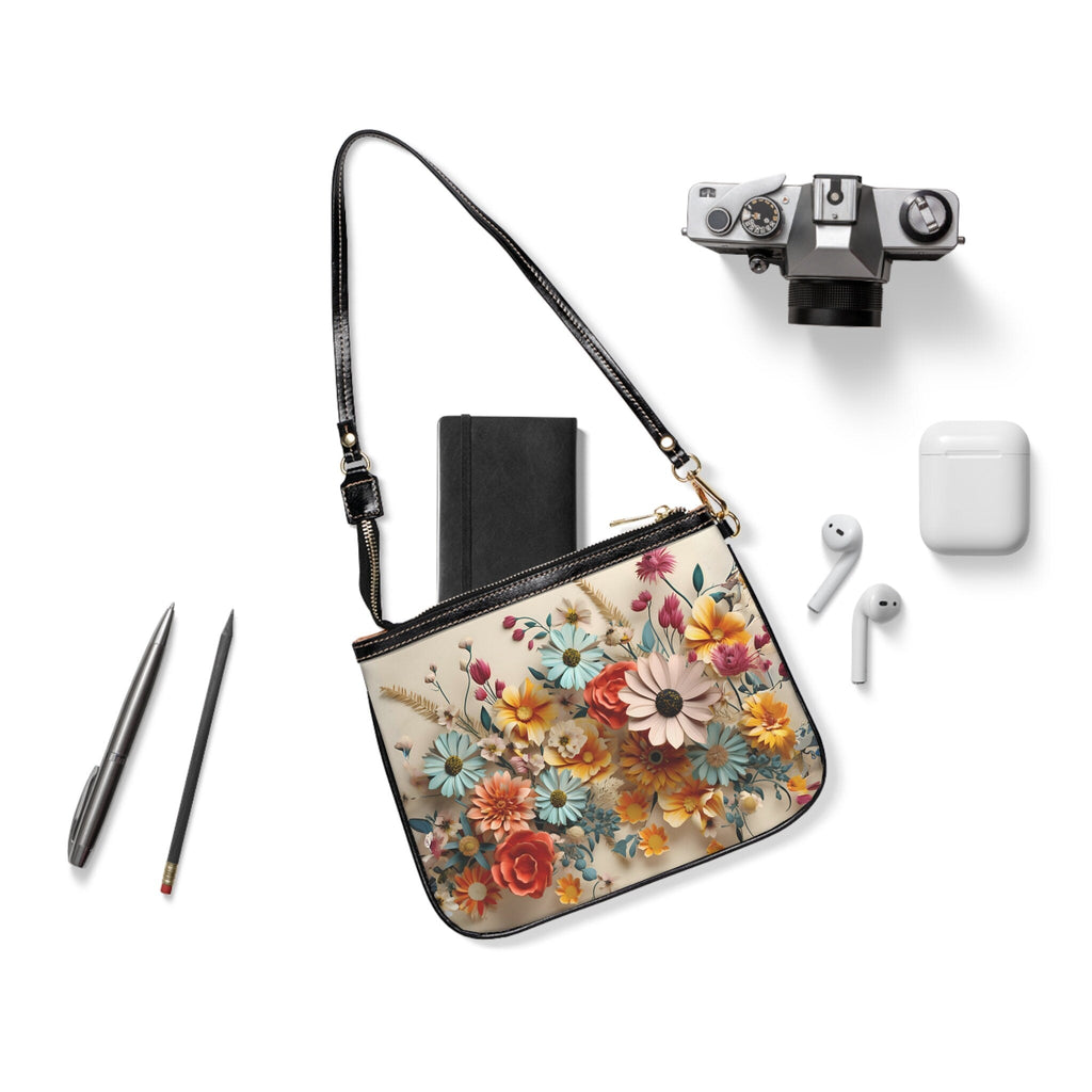 Floral Meadow Faux Leather Shoulder Bag: Vibrant Multi-Color Design