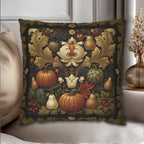 William Morris Inspired Fall Pillow Cover: Autumn Harvest Tapestry, Pumpkin, Pear & Gold