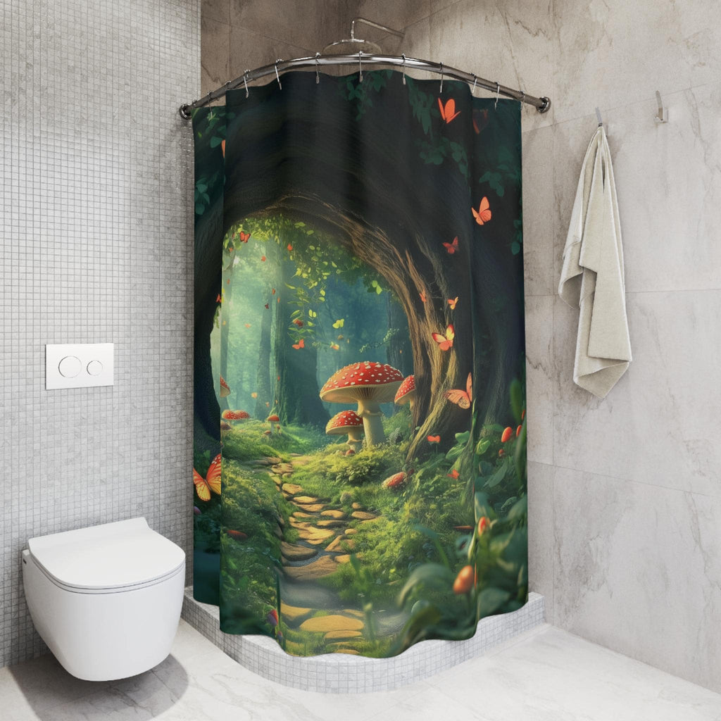 Enchanting Forest Shower Curtain & Bath Mat: Whimsical Nature Decor for Boho Bathrooms - Sold Separately