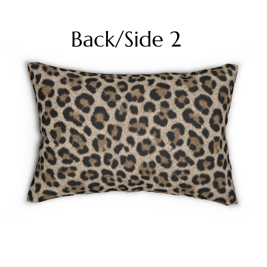 Beige Leopard Luxe Lumbar Pillow: Faux-Fur Look, Zero Cruelty