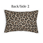 Beige Leopard Luxe Lumbar Pillow: Faux-Fur Look, Zero Cruelty