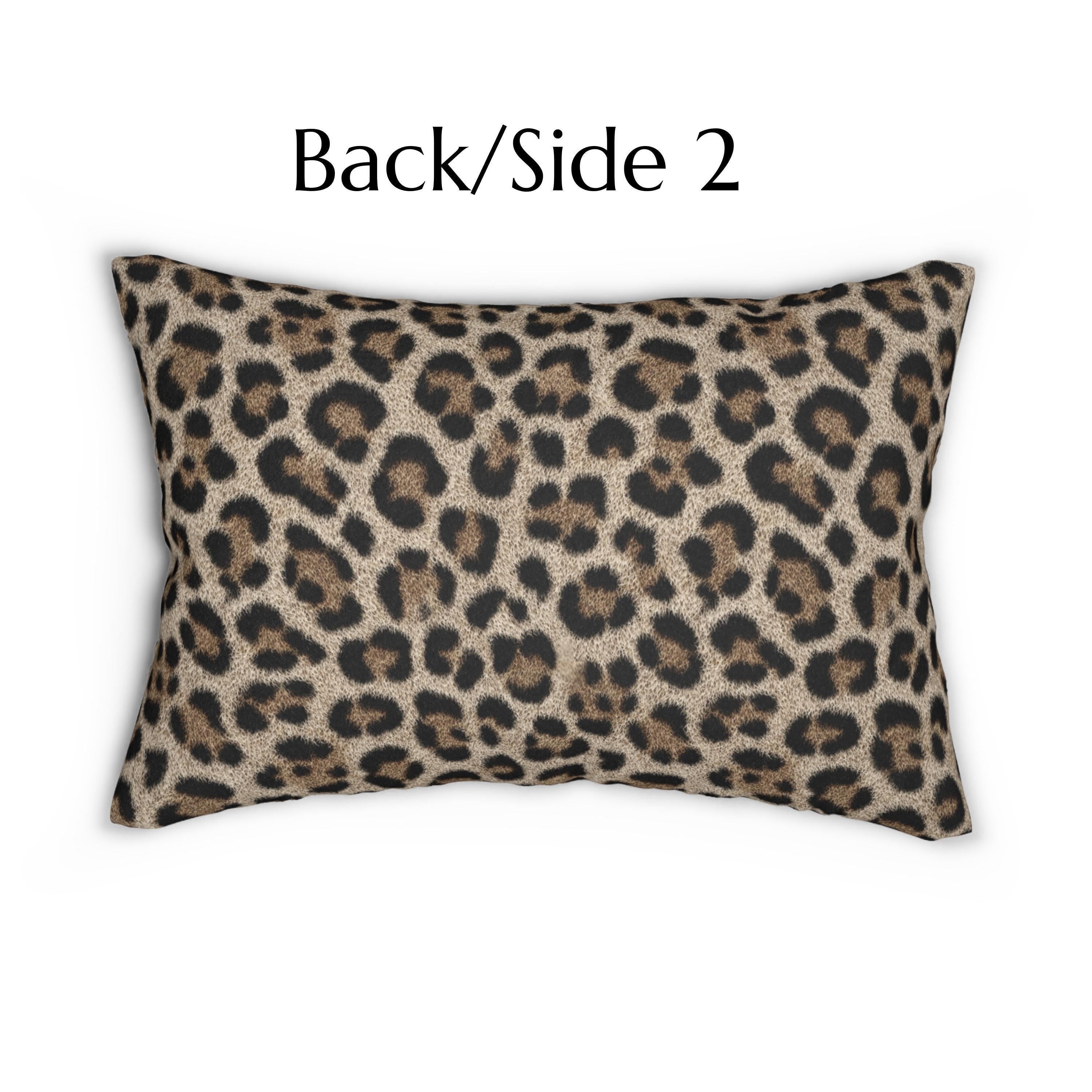 Beige Leopard Luxe Lumbar Pillow: Faux-Fur Look, Zero Cruelty