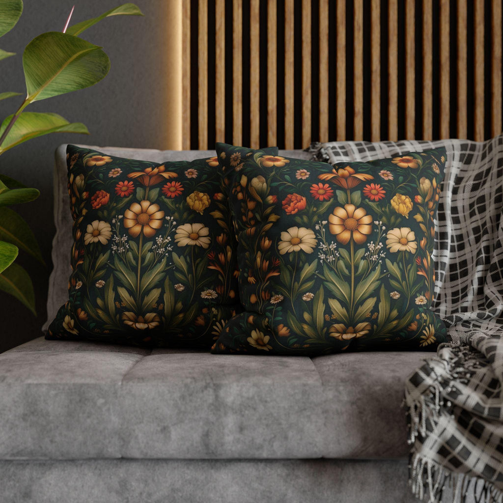 William Morris Throw Pillow Cover - Muted Coral and Leafy Green Florals