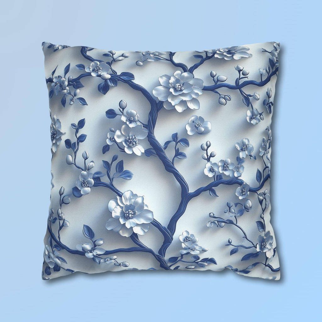Chinoiserie Pillow Cover | Blue & White Cherry Blossoms | Elegant Home Decor Gift for Home