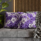 Elegant Purple & White Hydrangea Throw Pillow Cover - Floral Home Decor Accent