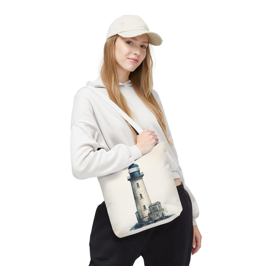 Coastal Lighthouse Tote: Durable Canvas Beach Bag in Blue - Nautical Carryall (S/M/L Available)