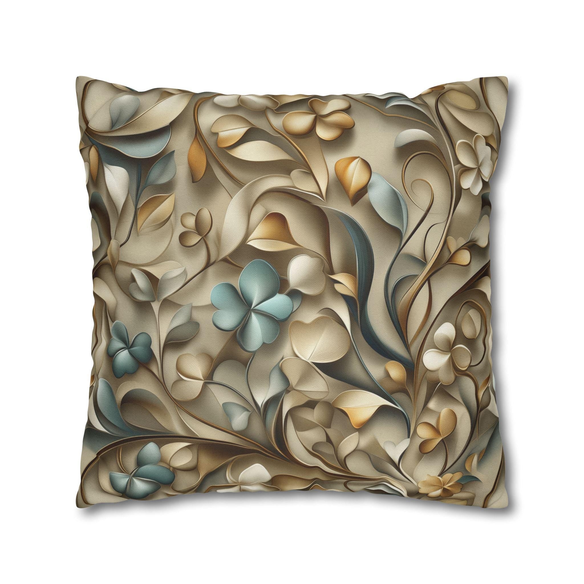 Elegant St. Patrick's Day Shamrock Pillow Cover: William Morris Inspired Botanical Square Cushion Cover