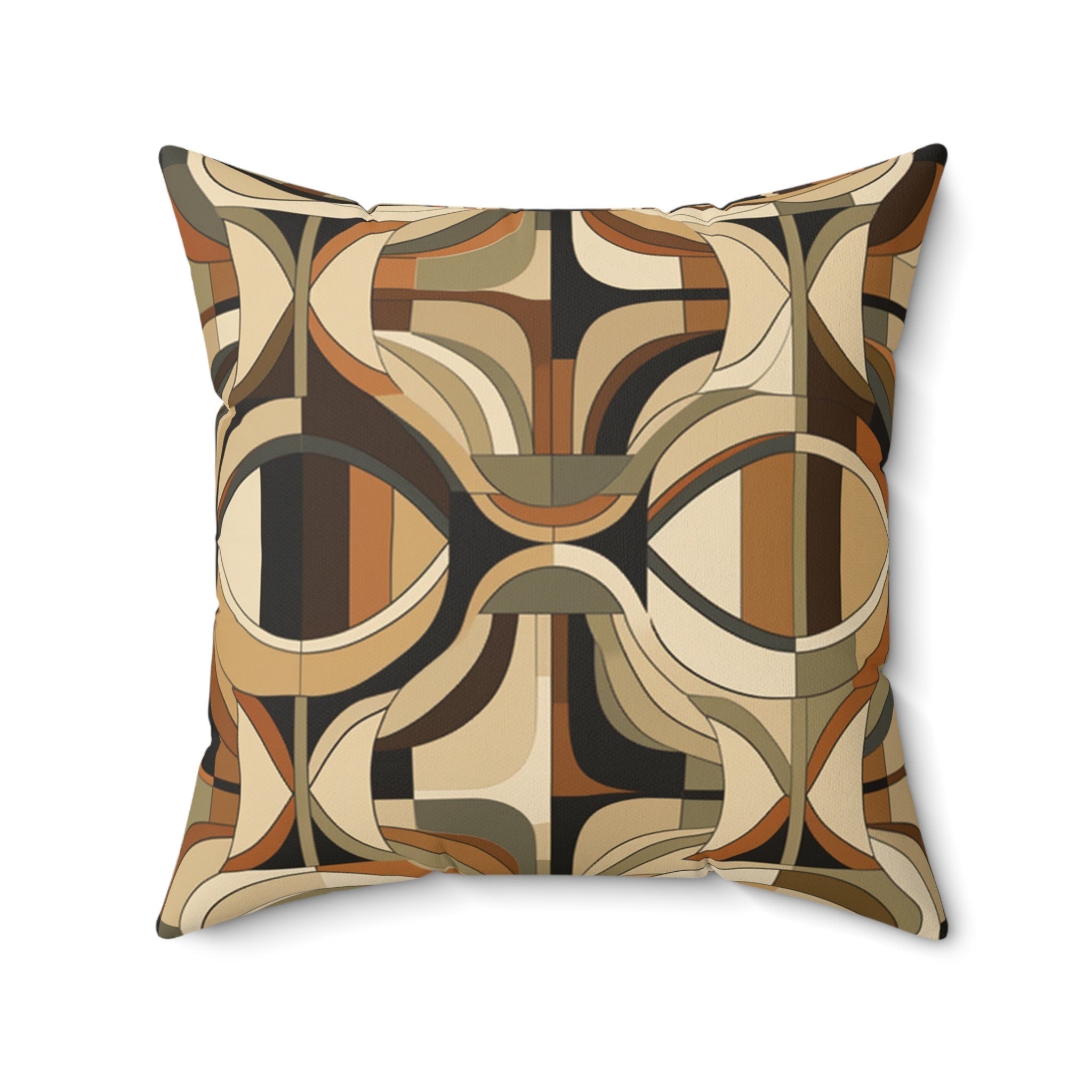Geometric Earth Tone Throw Pillow: Modern Abstract Decor
