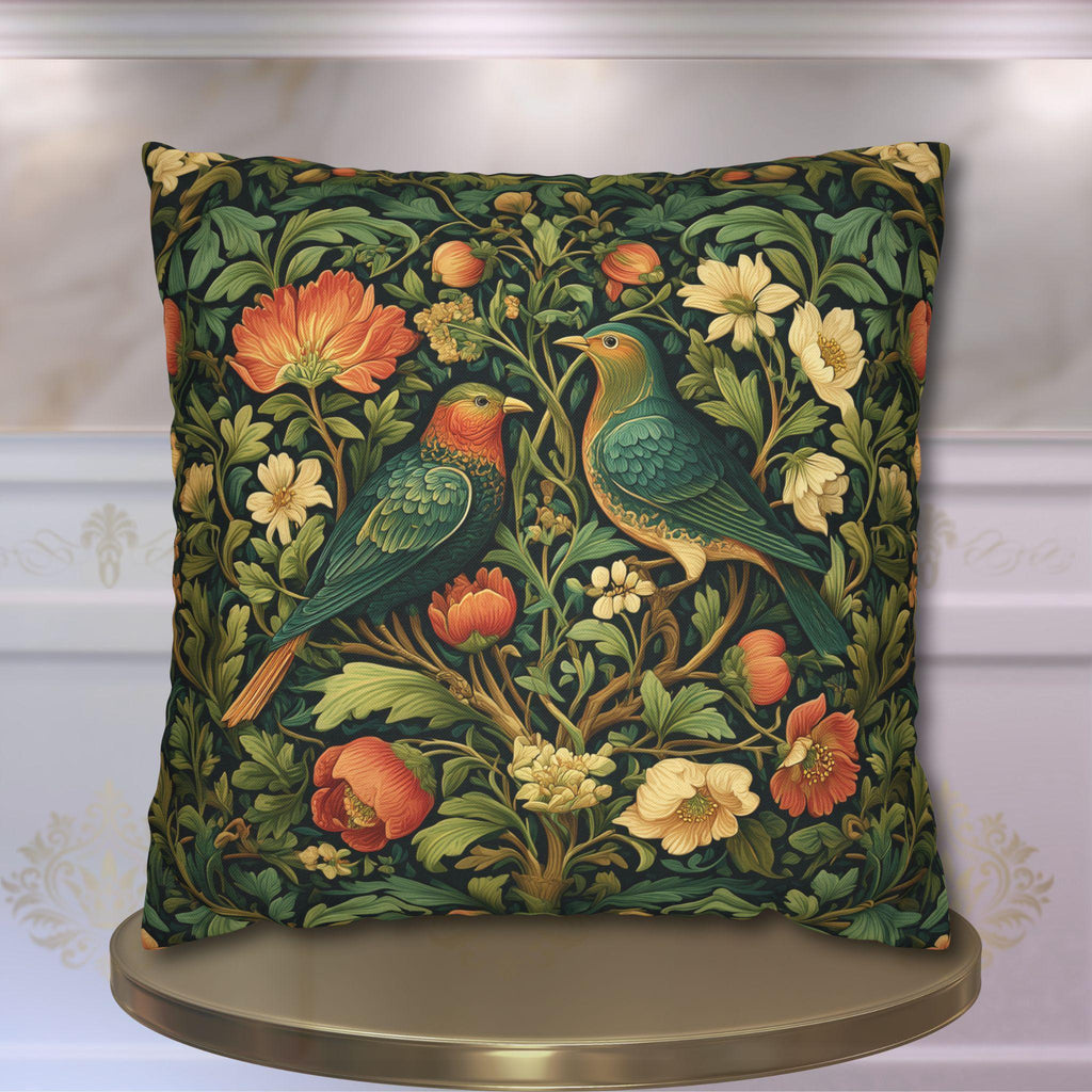 William Morris Love Birds Pillow Cover: Vintage Style Arts & Crafts Floral Cushion