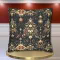 Christmas Tree Pillow Cover: Luxe Gold Red & Green on Deep Charcoal Holiday Decor