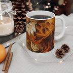 Autumn Leaves Swirling Ceramic Mug, Fall Decor Coffee Cup