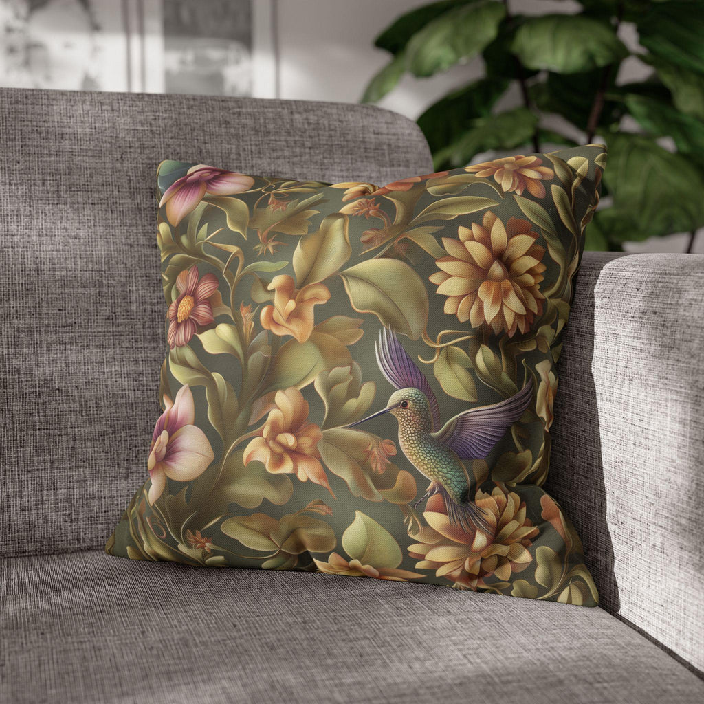 William Morris Botanical Hummingbird Throw Pillow Cover: Floral Vintage Style