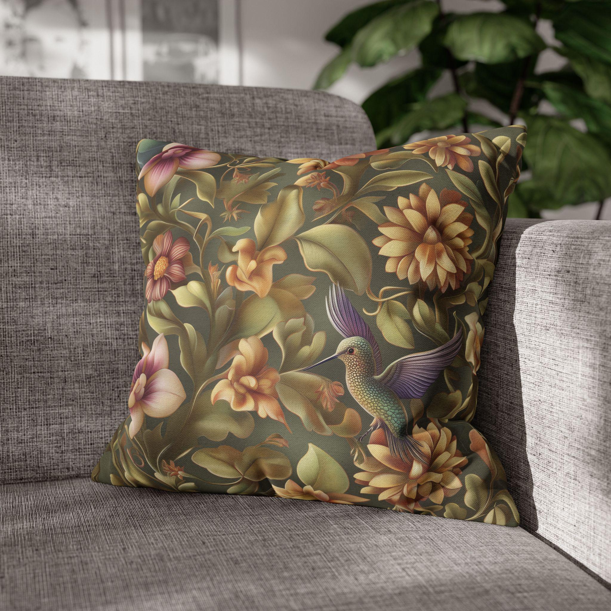 William Morris Botanical Hummingbird Throw Pillow Cover: Floral Vintage Style