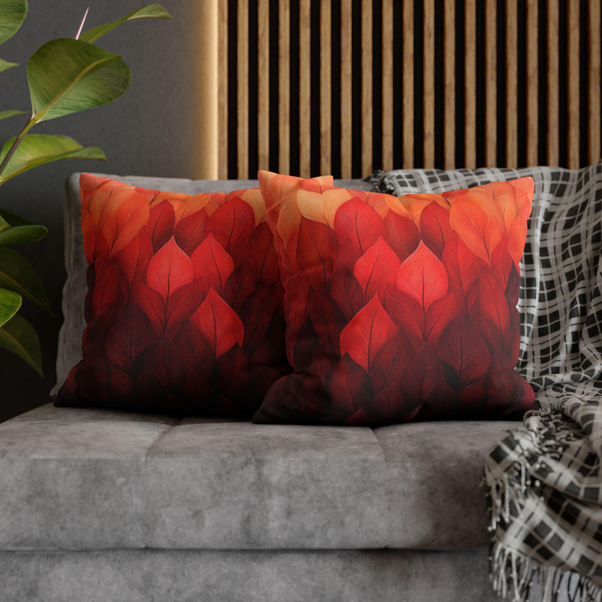 Fall Pillow Cover: Ombré Leaves in Warm Tones - Soft Polyester