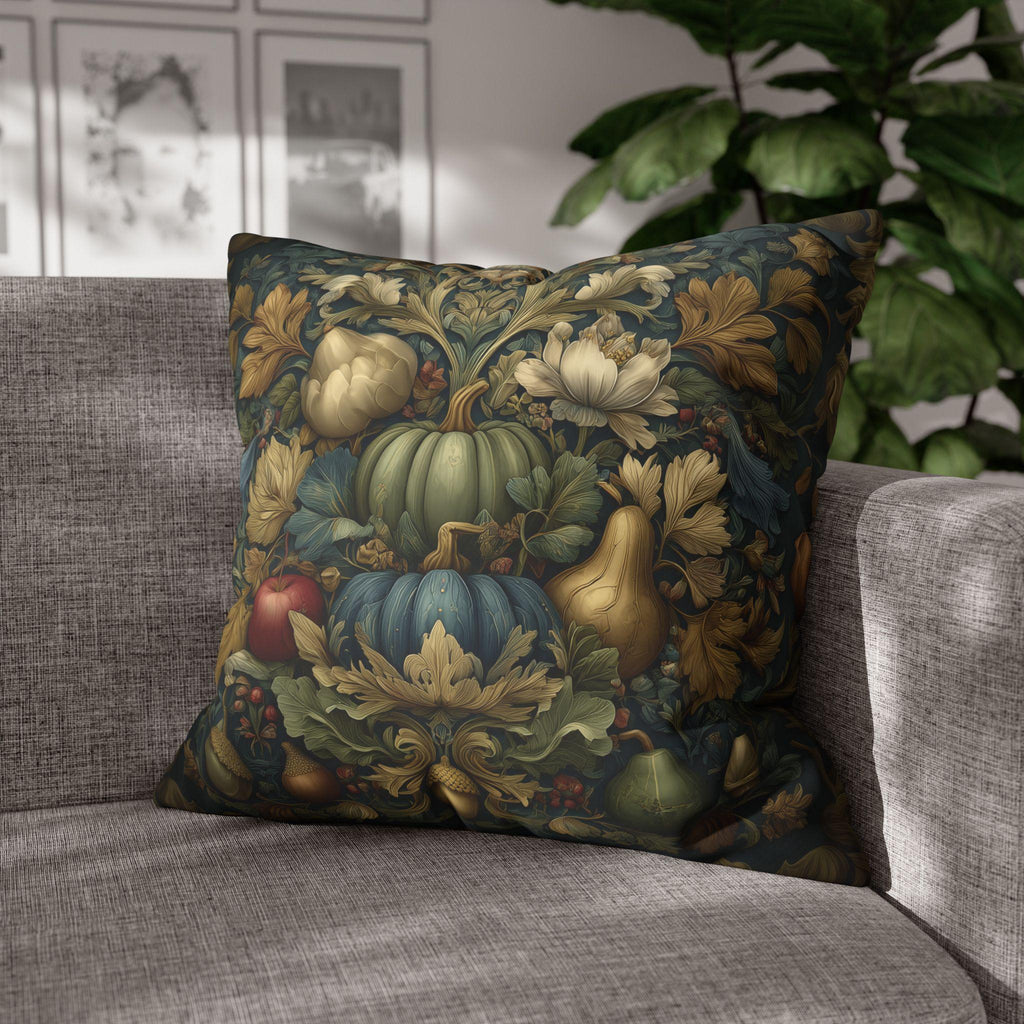 William Morris Pillow Cover Fall Harvest Tapestry Style Pumpkin Botanical Autumn Decor Euro Sizes