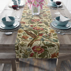 William Morris Table Runner: Vintage Style Botanical Hummingbird Floral Accent