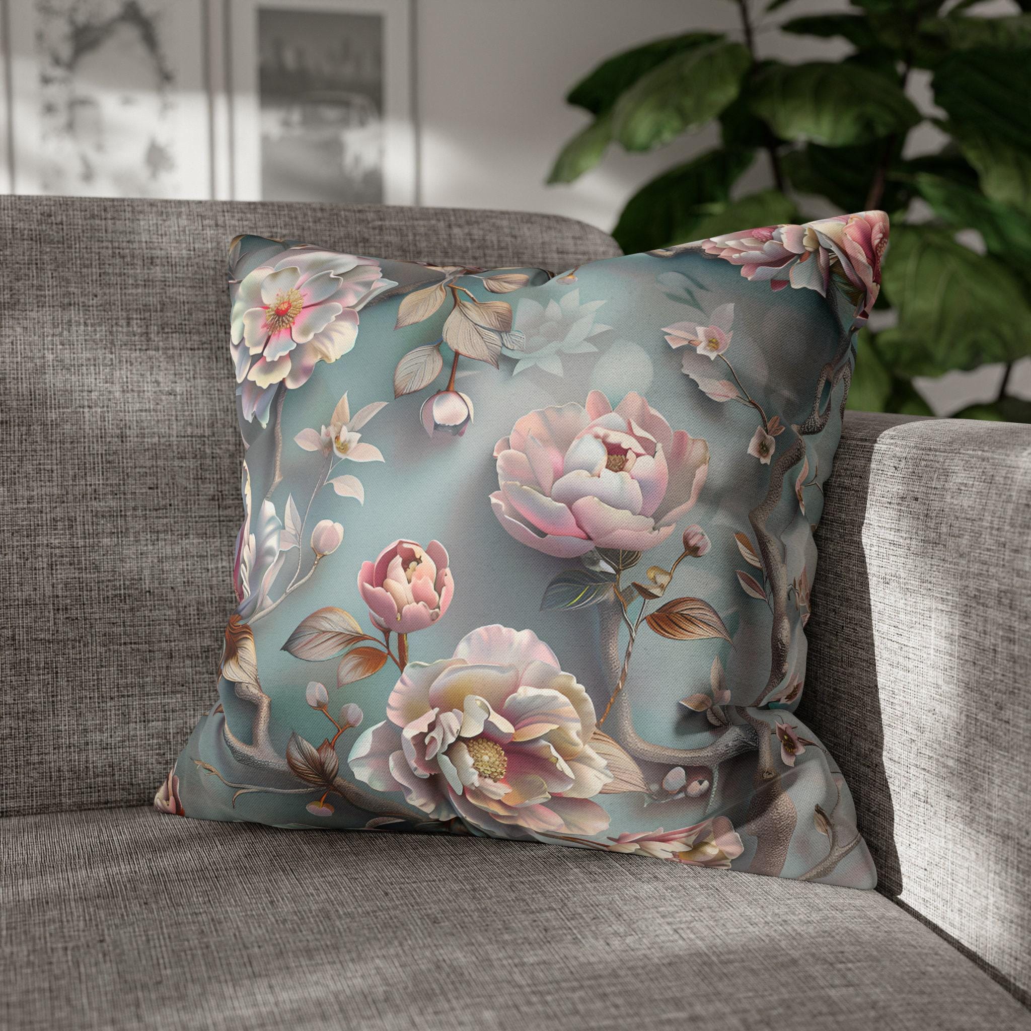 Chinoiserie Peony Pillow Cover: Pink Floral Cushion