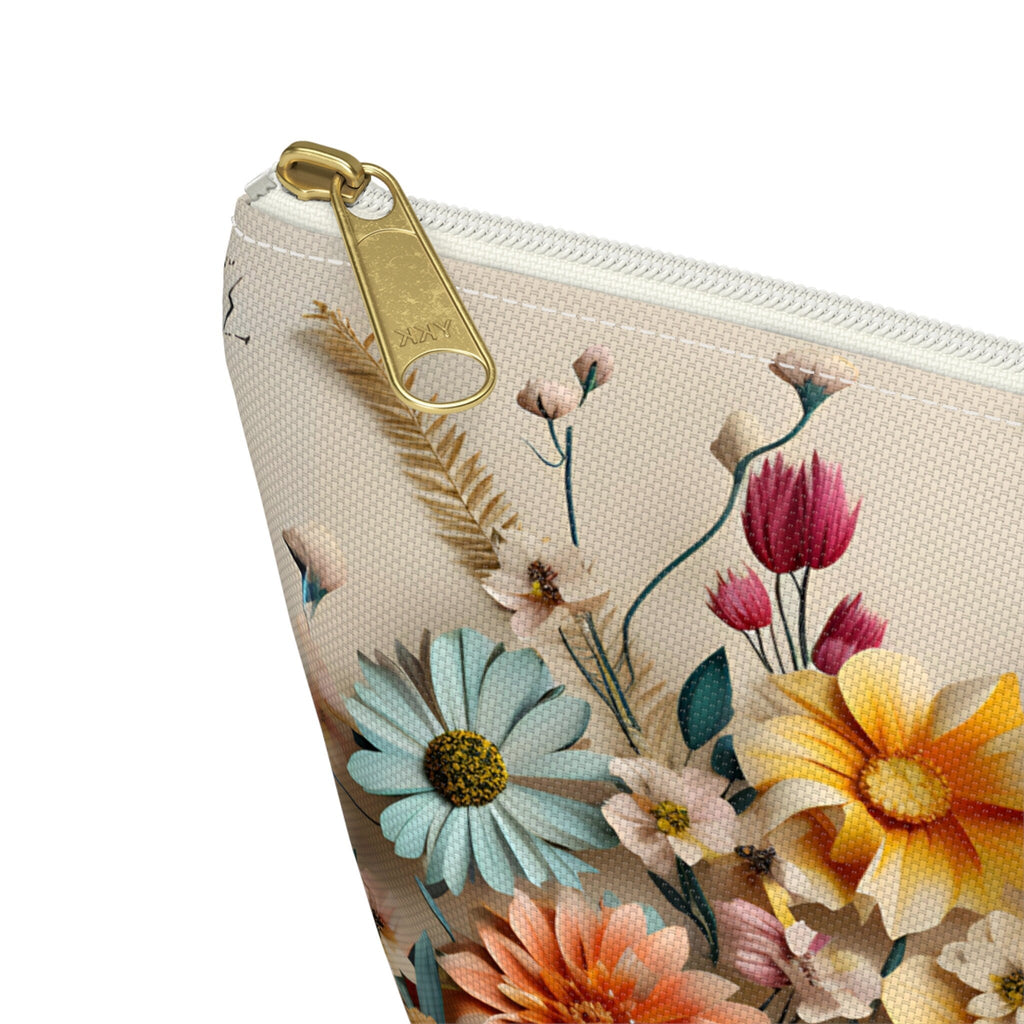 Vibrant Floral Accessory Pouch: Travel Cosmetics Bag, Zippered Makeup Case, Gift for Mom