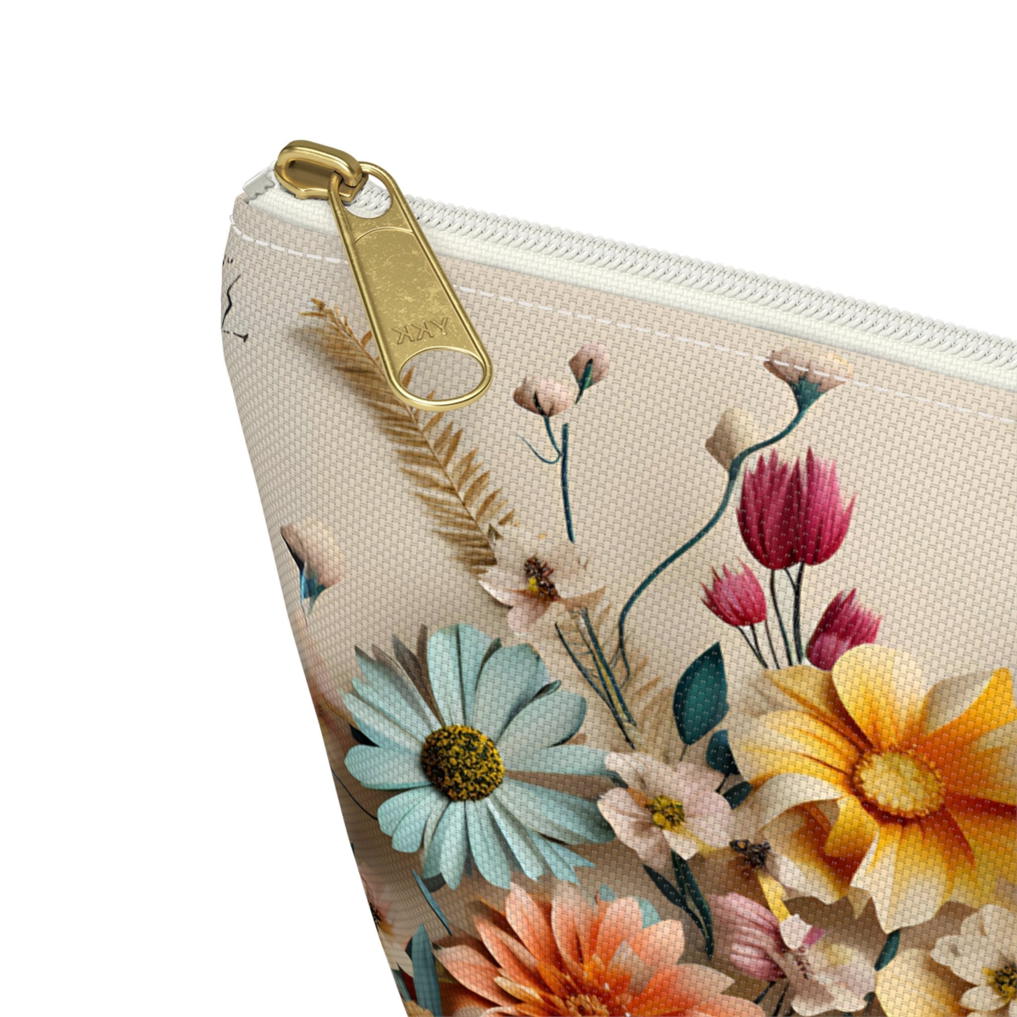 Vibrant Floral Accessory Pouch: Travel Cosmetics Bag, Zippered Makeup Case, Gift for Mom