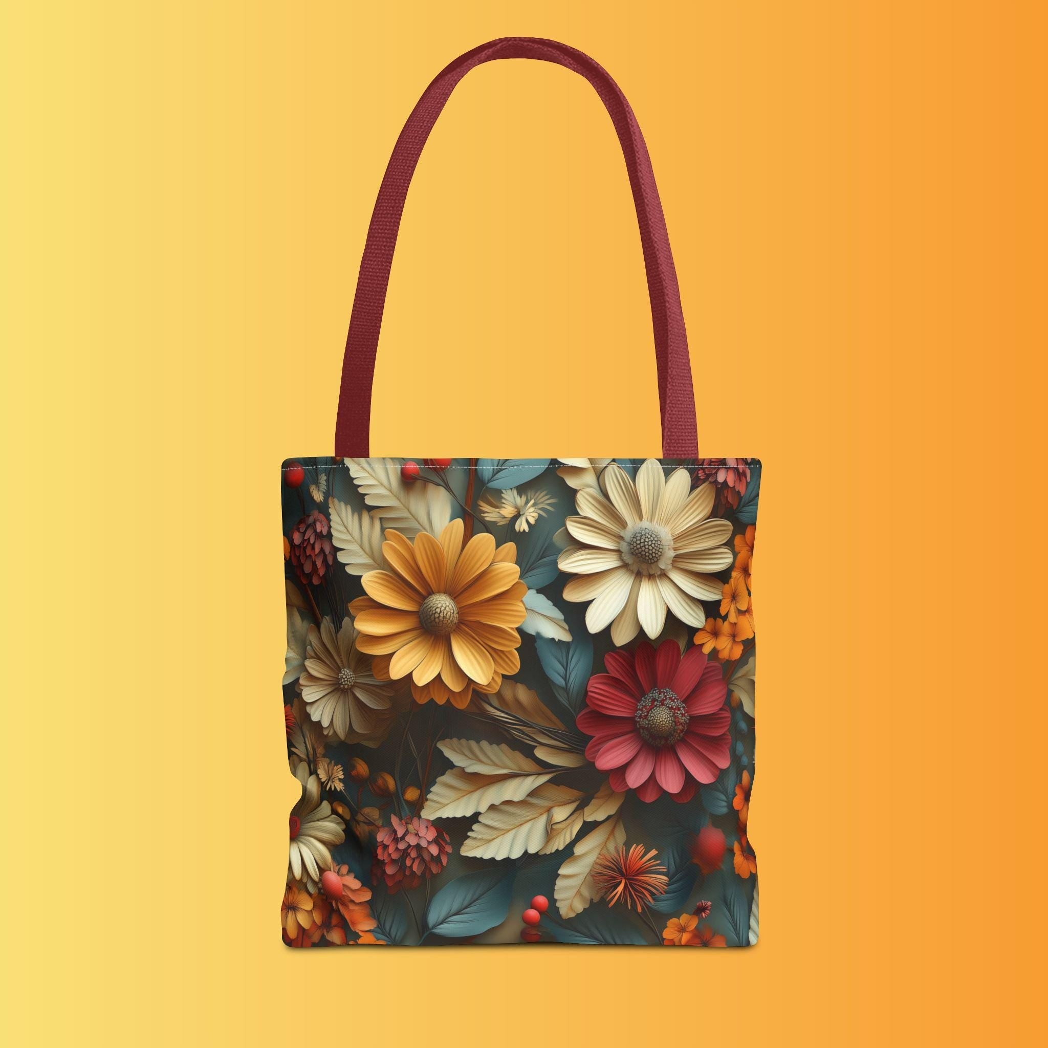Autumn Floral Tote Bag: Detailed Fall Flowers Design