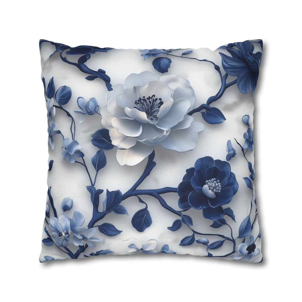 Chinoiserie Pillow Cover | Blue & White Peonies and Camellias | Elegant Home Decor Gift for Home