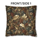 Fall Leaves Pattern Pillow Cover: Vintage Botanical Accent Cushion in Rust, Blue, and Cream