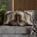 Modern Abstract Pillow Cover: Brown Marble Look with Gold Color Accents