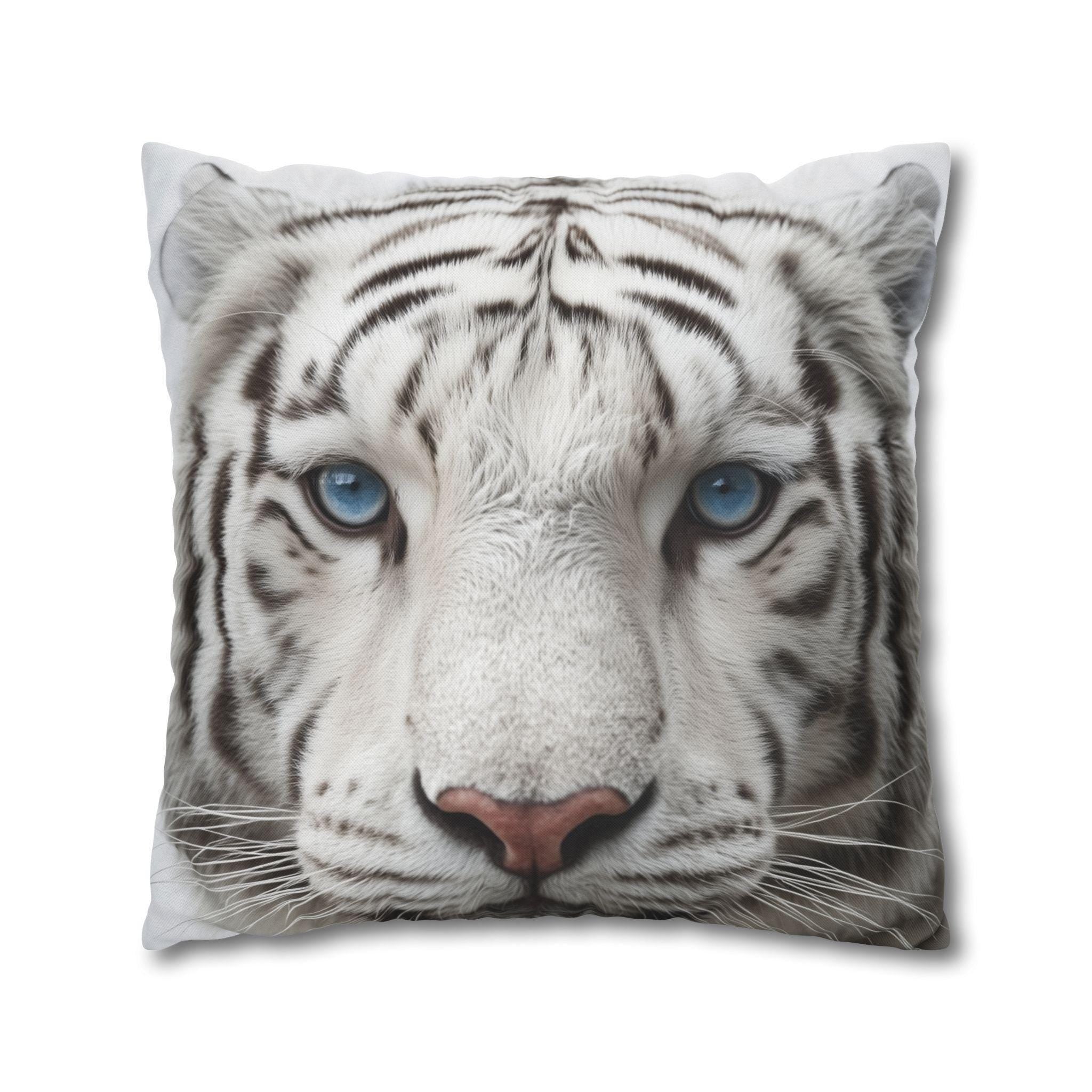 White Tiger Pillow Cover: Bold Wildlife Accent Cushion, Jungle Safari Decor