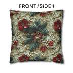 Elegant Christmas Poinsettia Pillowcase: Luxurious Floral Holiday Decor with Beige Background