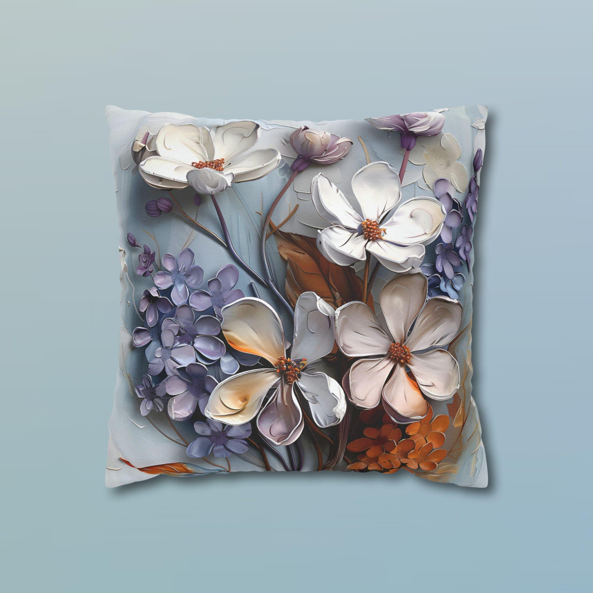 Floral Pillow Cover: Vintage Oil Painting Style, Lilac Blossoms