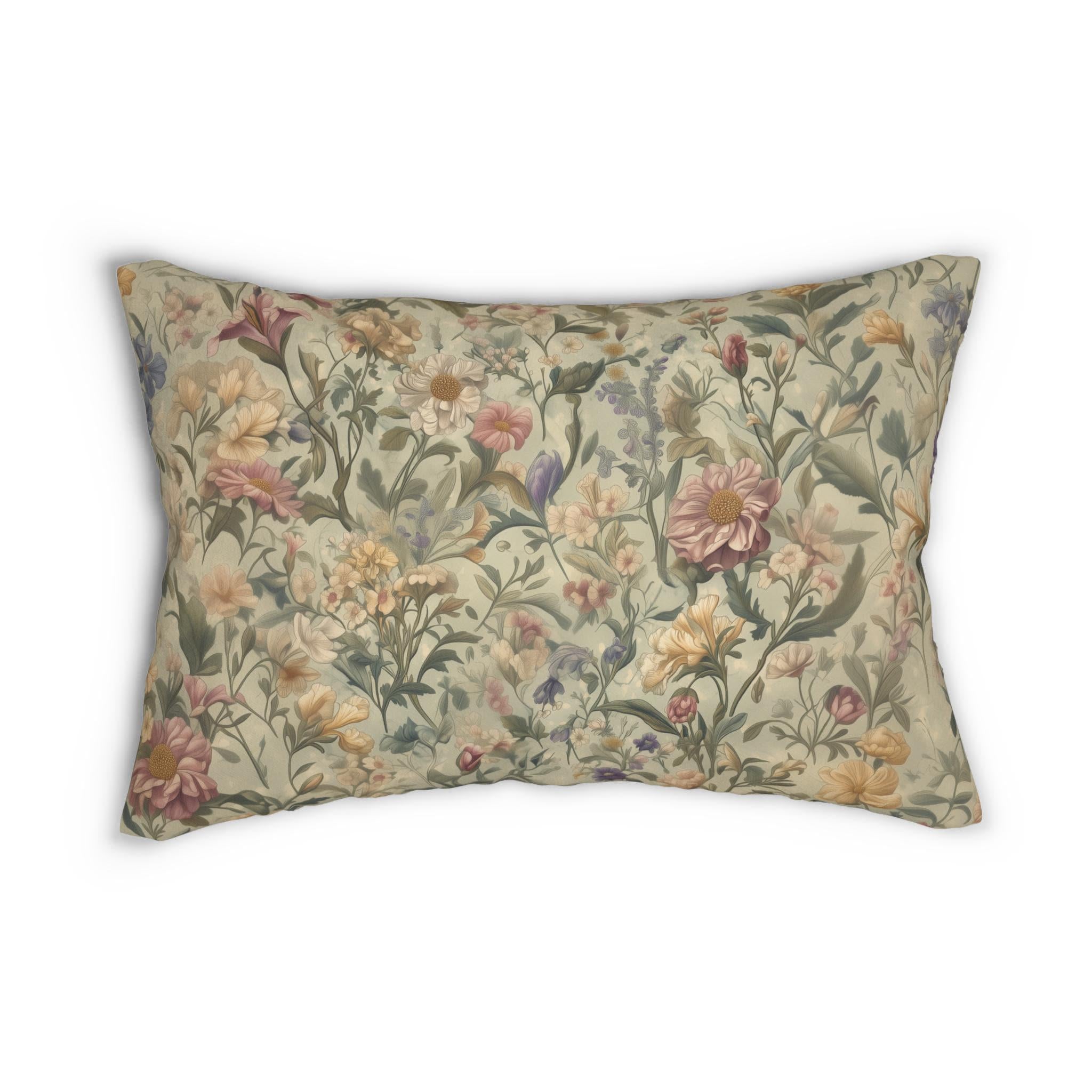 William Morris Inspired Botanical Tapestry Lumbar Pillow: Vintage Style Arts & Crafts Floral