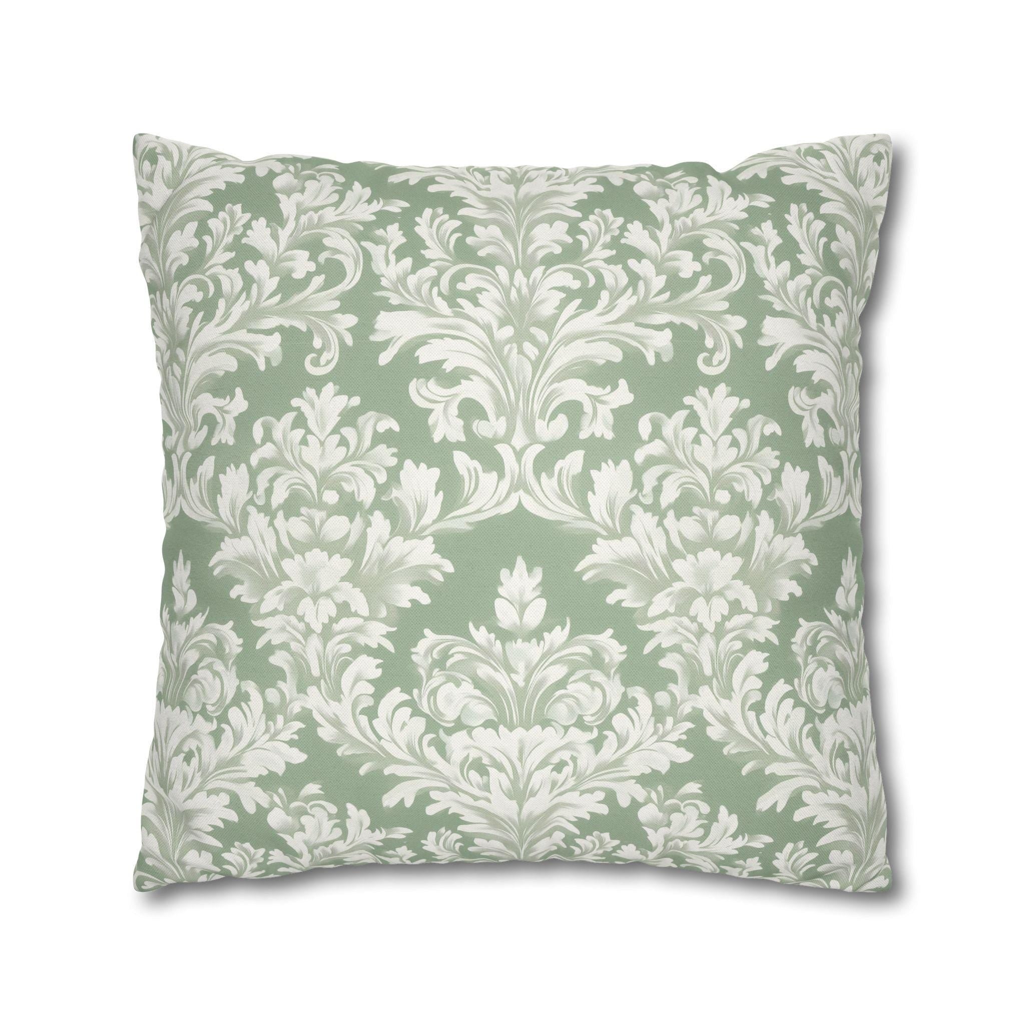Damask Muted Green Pillow Cover, Elegant Square Cushion Cover