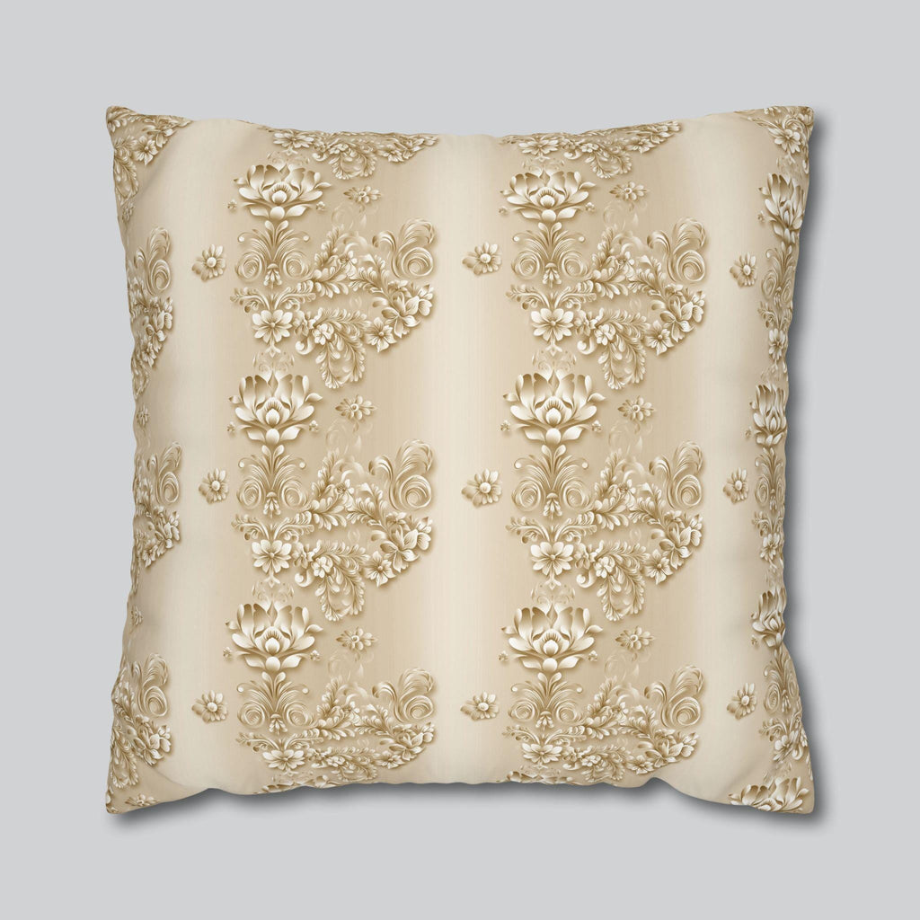 Floral Scrollwork Pillow Cover: Elegant Gold & Beige Euro Sham Sizes