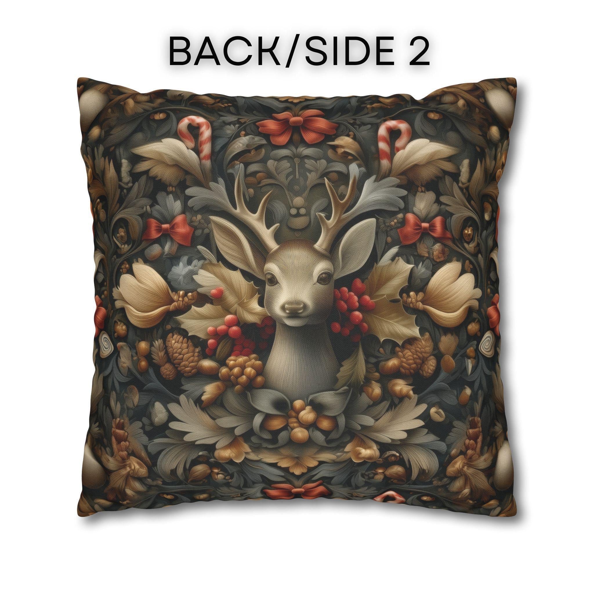 William Morris Deer Christmas Pillow Cover: Woodland Holiday Accent