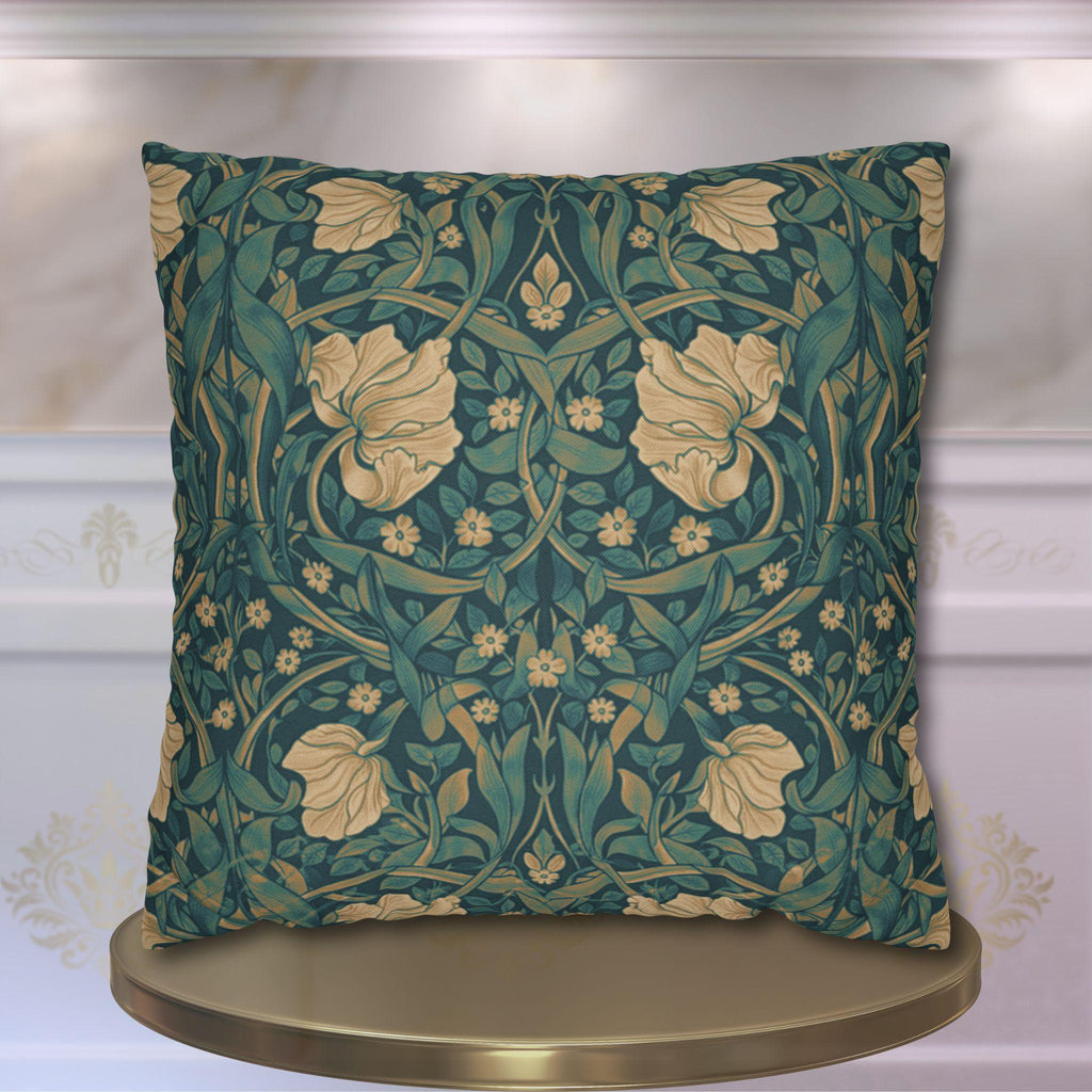 William Morris Midnight-Teal Champagne Pillow Cover: Vintage Pimpernel Reconstructed