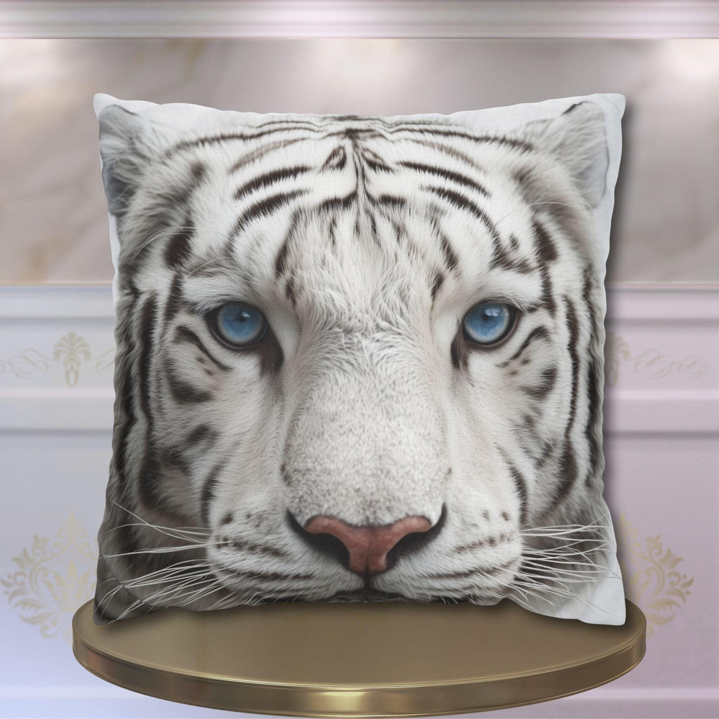 White Tiger Pillow Cover: Bold Wildlife Accent Cushion, Jungle Safari Decor
