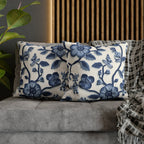 Chinoiserie Blue White Floral Pillow Cover | Elegant Traditional Pottery Pattern Decorative Case