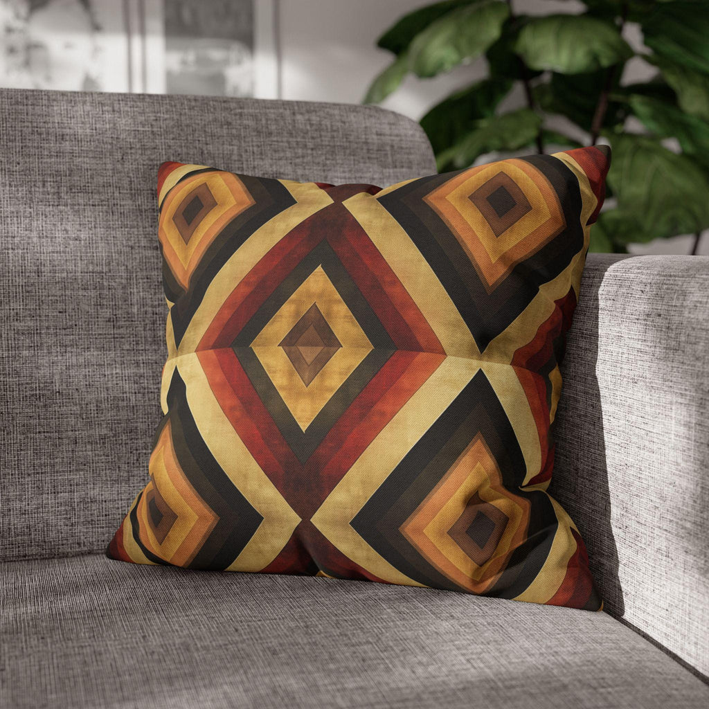 Southwestern Geometric Pillow Cover - Warm Tones, Layered Diamond Pattern