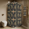 Luxe Christmas Tree Fabric Shower Curtain: Gold, Red & Green Holiday Decor