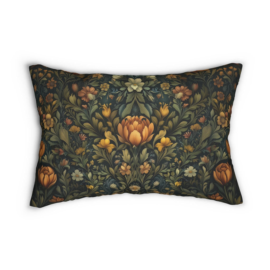 William Morris Botanical Lumbar Pillow: Golden Ochre Floral Tapestry