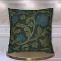 William Morris Pillow Cover: Lodden  Inspired  Charcoal with Olive & Teal Botanicals