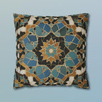 Luxurious Moroccan Tilework Inspired Pillow Cover: Teal, Beige, Brown Geometric Cushion Case