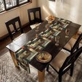 Geometric Abstract Table Runner: Earthy Muted Tones, Modern Rustic Decor, Hand-painted Effect
