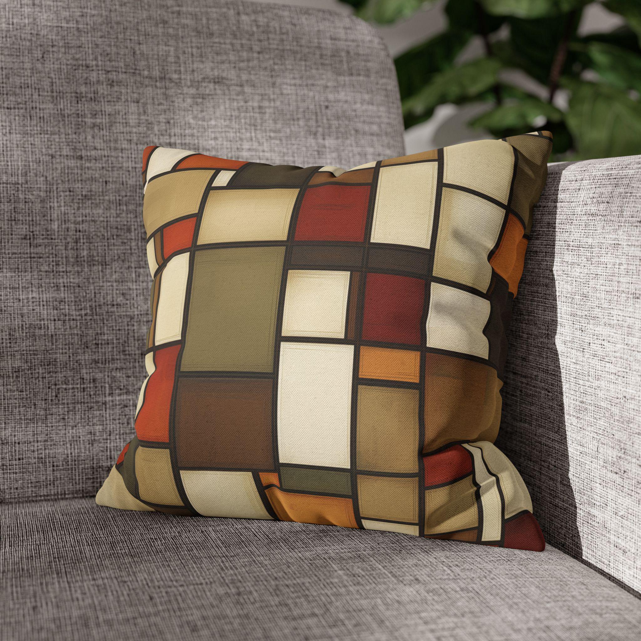 Geometric Stained Glass Inspired Pillowcase: Modern Abstract Art Cushion Cover for Cozy Home Decor