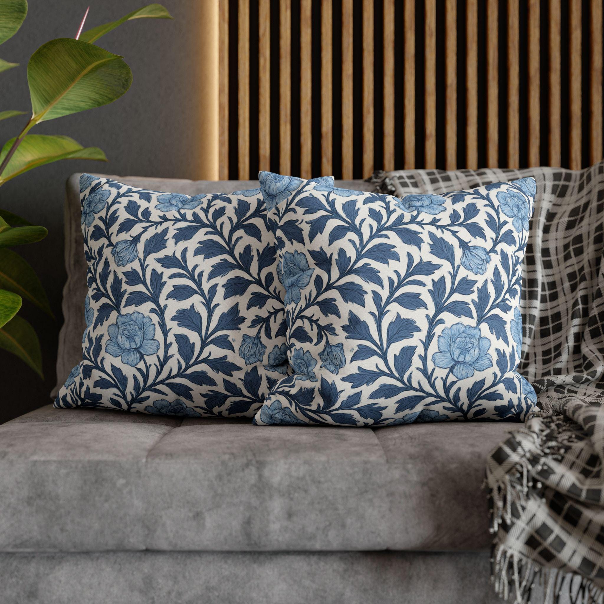 William Morris Inspired Floral Pillow Cover: French Country Cottagecore Decor