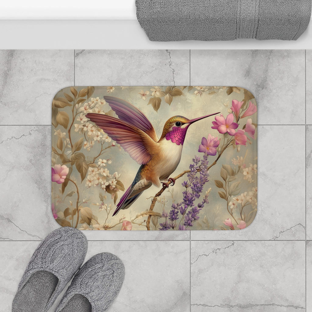 Hummingbird Hand Towel: William Morris Style Floral Bathroom Decor